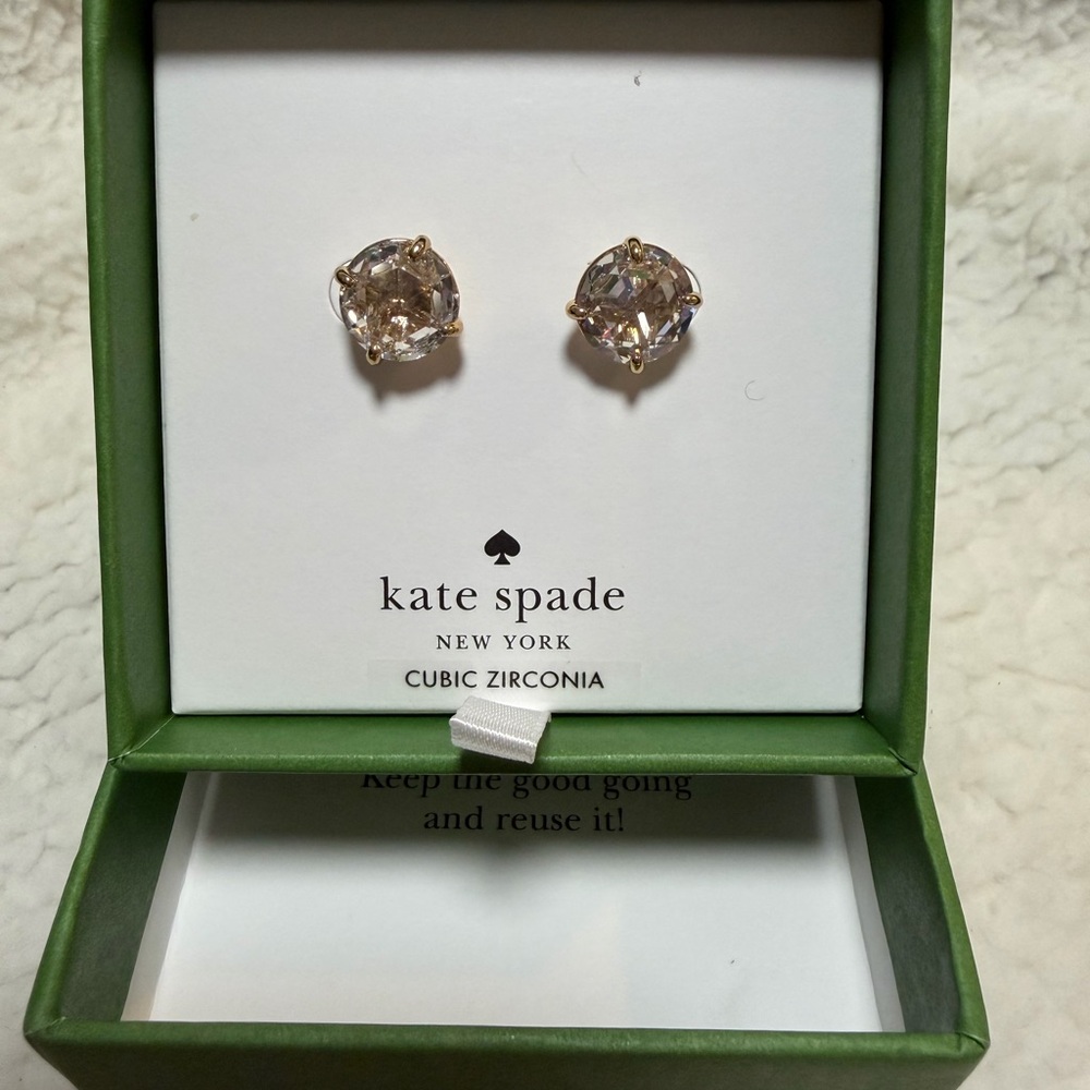NEW Kate Spade Bright Ideas Cubic Zirconia Earrings w/Gold-Plated Setting